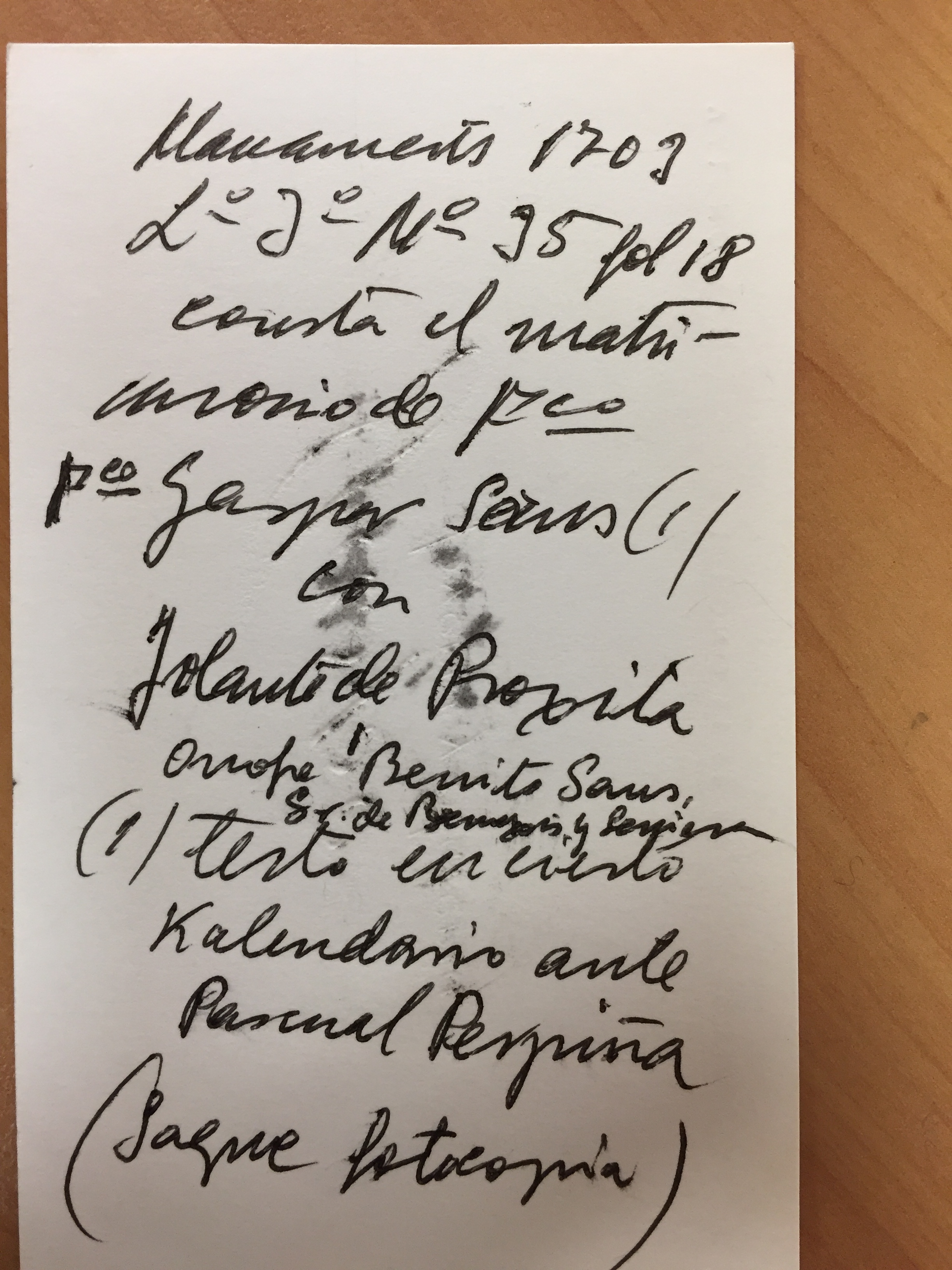 Manaments 1703, lib.3, mano 35, f.18